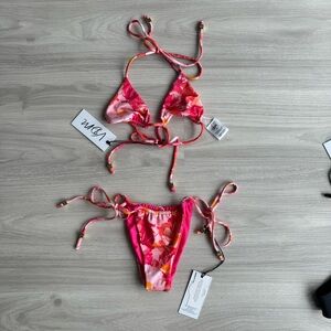 Pink floral reversible bikini set NEW